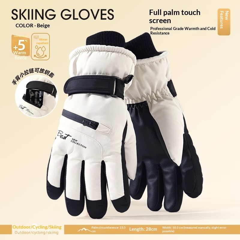 Womens Fleece-Lined Cold-Weather Five-Finger Cycling Gloves - Image 7