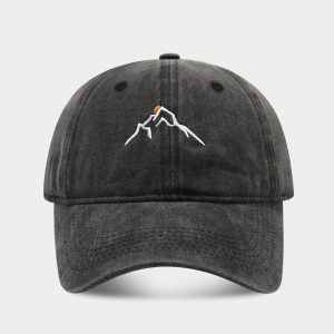 New Mountain Peak Sunset Embroidered Washed Baseball Cap