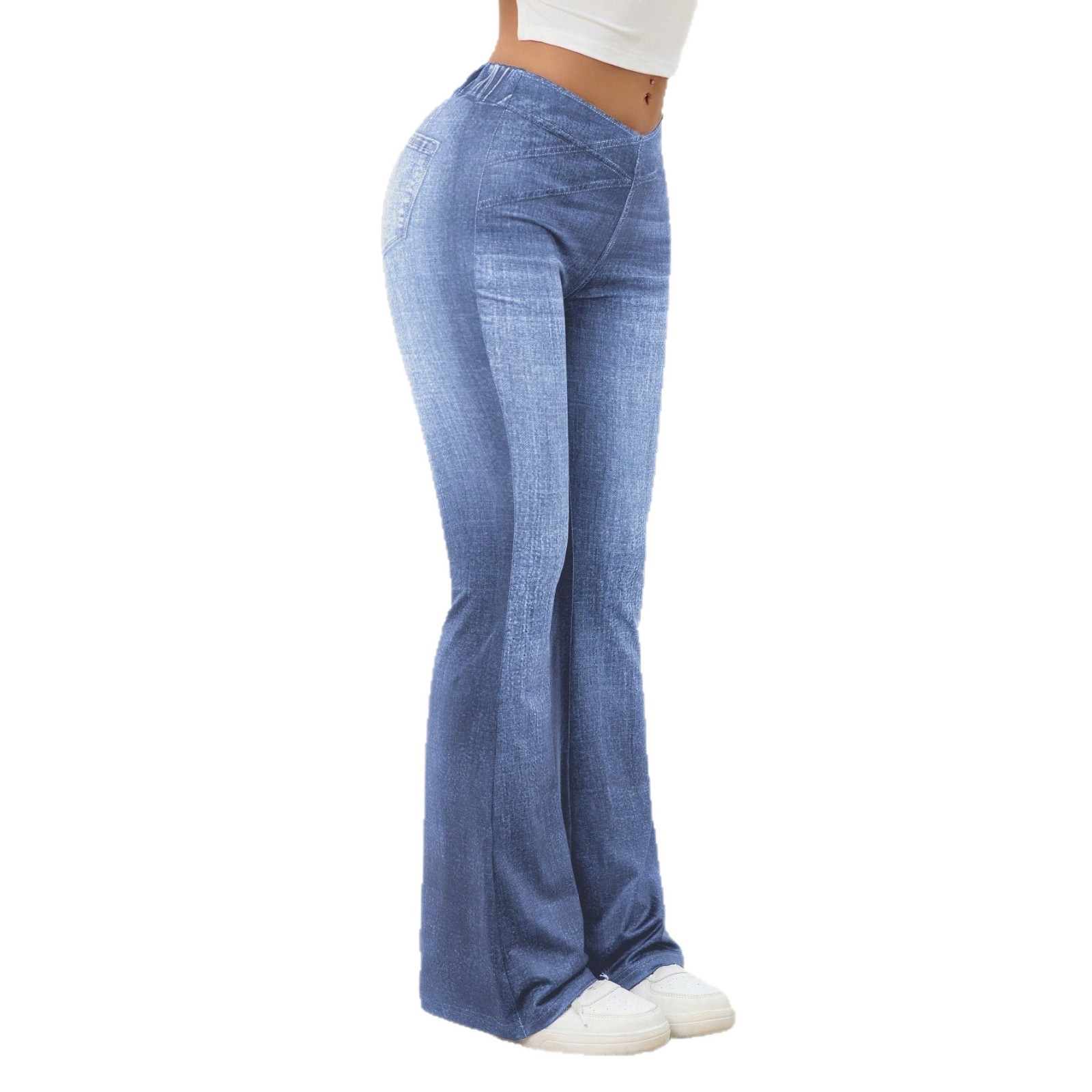 Denim High-rise Slim-fit Slightly Flared Pants That Create A Slimming Look - الصورة 2