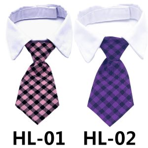 Pet Tie Print Cat And Dog Accessories Solid Color Striped Check Tie
