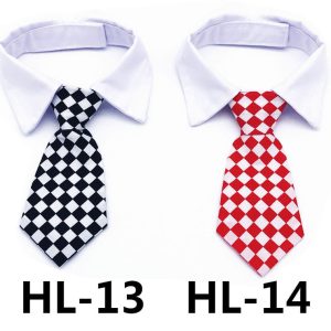 Pet Tie Print Cat And Dog Accessories Solid Color Striped Check Tie