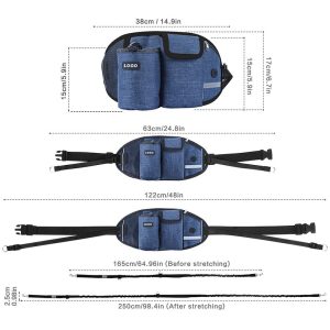 Dog Training Leash Waist Bag Hands-Free Outdoor Pet Running Walking Leash Portable Dog Food Water Cup Storage Bags