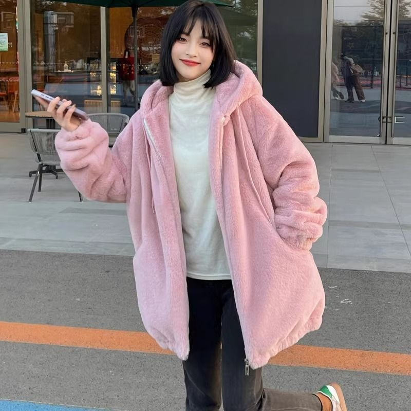 Versatile Stylish Doublesided Plush Womens Padded Coat