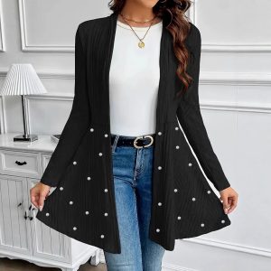 Elegant And Stylish Temperament Commuting Beaded Heavy-duty Knit Cape Jacket