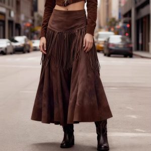 Elegant High-neck Figure-hugging Long-sleeve Knit Skirt