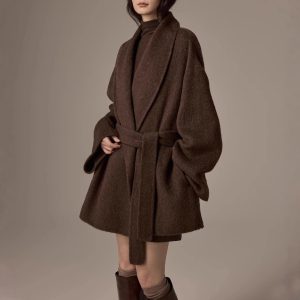 Spot Design Short Double-faced Wool Coat For Petite