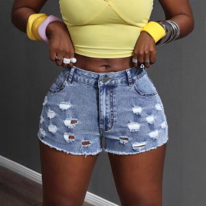 Simple Versatile Womens Casual Denim Shorts