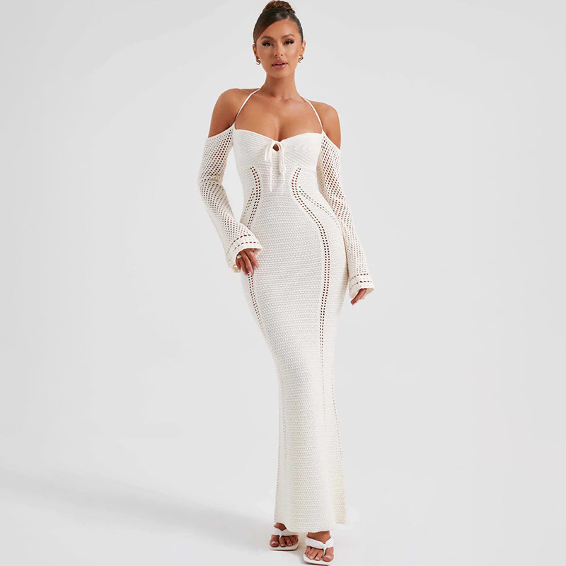 Womens Knitted Sexy Backless Slip Dress - الصورة 2