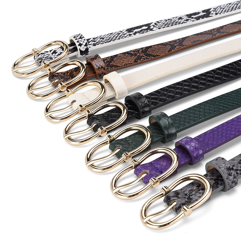 Simple And Versatile Snake Print Leather Belt For Women - الصورة 2