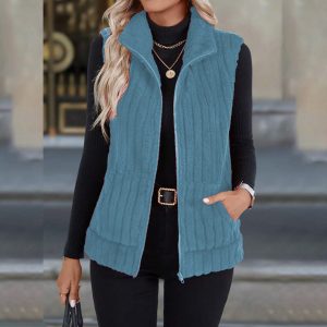 Women's Casual Versatile Lapel Zip Vest Top