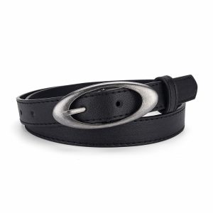 Womens Korean-style Oval Alloy Pin Buckle Minimalist All-match Belt