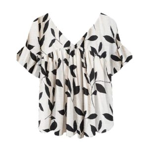 Womens Crew-neck Short-sleeve Floral-print Top