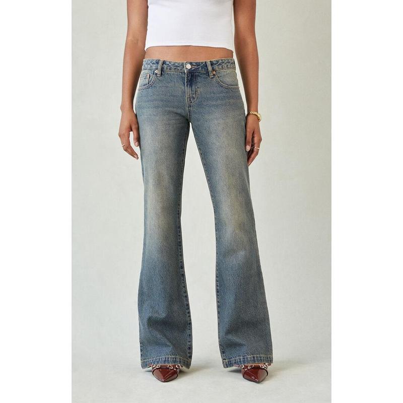 Washed Distressed Slim-fit Vintage-style Bootcut Jeans - الصورة 3