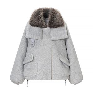 Fashionable Casual Pocket Decoration Woolen Coat