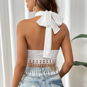 Lace Tube Top With Fringed Trim For Outerwear Strapless Camisole