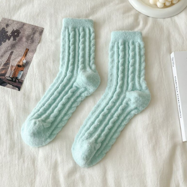 Thick Solid-color Mid-calf Cotton Socks For Women - Image 8