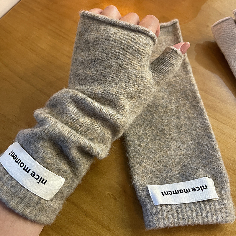 Winter Warm Faux Cashmere Knitted Fingerless Mittens - الصورة 9