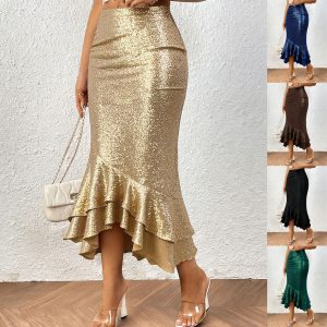 Womens Low-rise Shimmering Mermaid Skirt