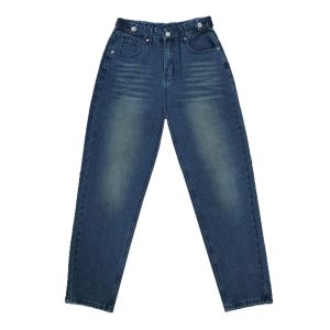 Womens Designer Washed-Blue Retro Flared Denim Jeans