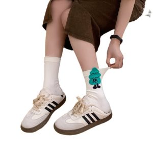 Japanese-style Polka-dot Patchwork Pure Cotton Long Socks