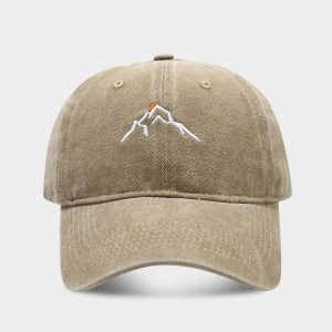 New Mountain Peak Sunset Embroidered Washed Baseball Cap