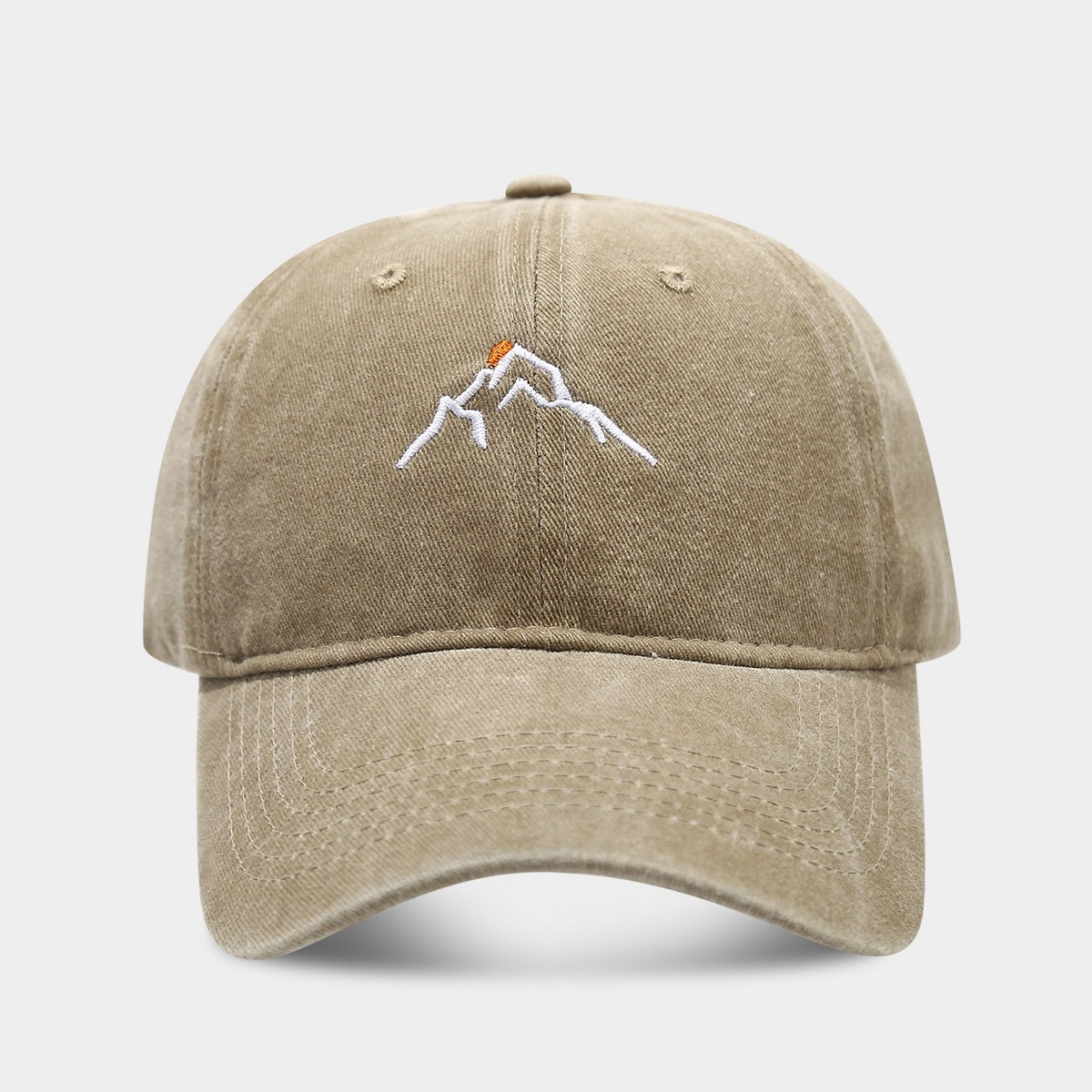 New Mountain Peak Sunset Embroidered Washed Baseball Cap - Image 7