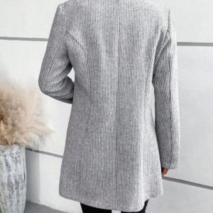 Vertical Patterned Women's Woolen Coat Casual Coat