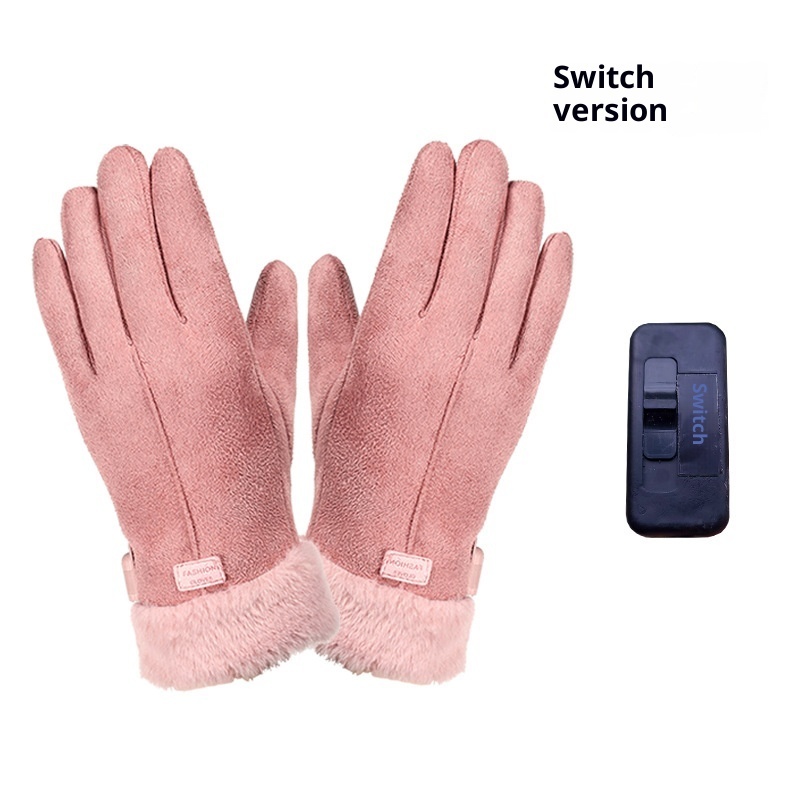 Winter Women's USB Heating Waterproof Suede Finger Gloves - Image 6