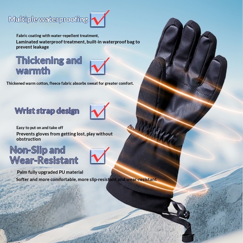 Outdoor Thickened Warm Waterproof And Anti-slip Finger Gloves - Image 2