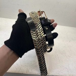 Personalized Metal And Genuine Leather Belt Versatile For Women