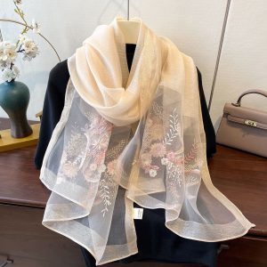 Fashionable Embroidered Long Jacquard Wrap Scarf
