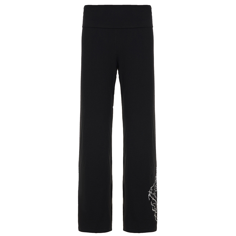 Vintage-style Personalized Printed Black Knit Pants - الصورة 6