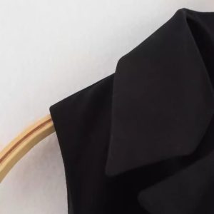 Womens Solid-Color Elegant Lapel Sleeveless Single-Breasted Vest