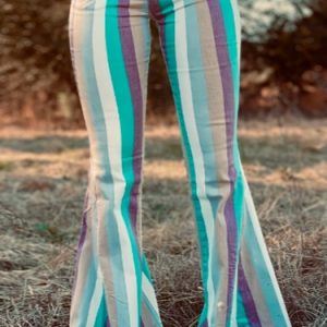 Vintage Bohemian Style Floral Print High-Waisted Flared Pants