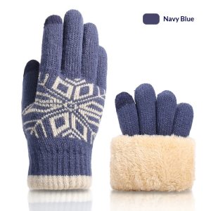 Christmas Double-Layer Touchscreen Gloves, Knitted For Outdoor Winter Warmth