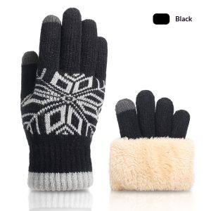 Christmas Double-Layer Touchscreen Gloves, Knitted For Outdoor Winter Warmth