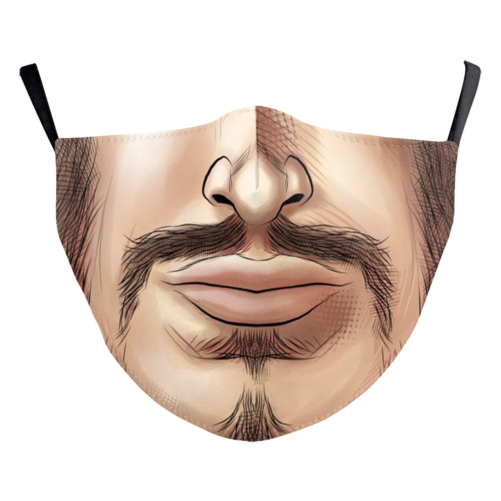 Wansheng Digital Printing Face Animal Tiger Ear Hanging Double-layer Mask - Image 4