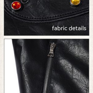 Retro Street Maillard PU Leather Color Rivet Coat