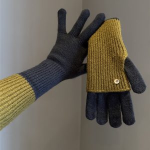 Dual-Use Colorblock Knitted Wool Gloves In The Maillard Style