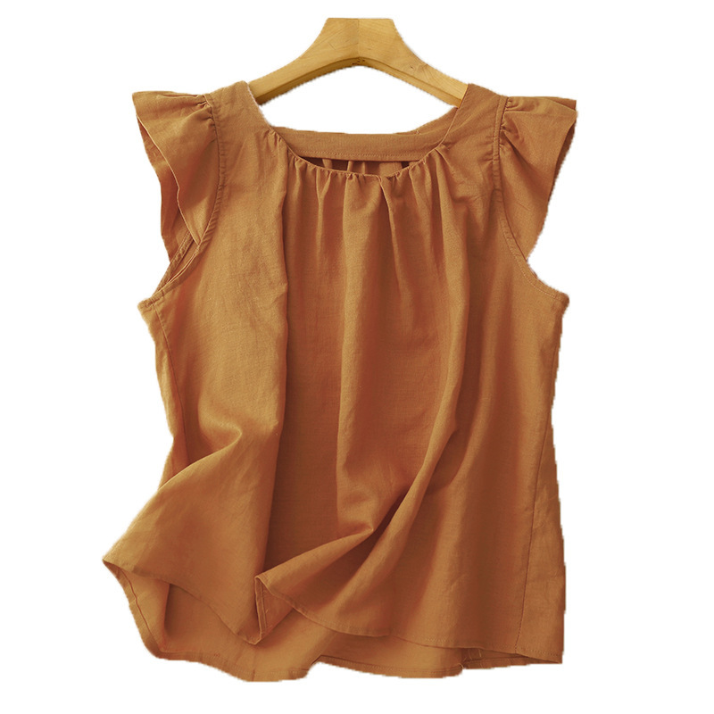 Womens Slimming Chic Cotton-Linen Short TopLittle Shirt - الصورة 5