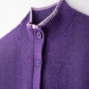 Single-breasted Knitted Cardigan Coat For Women