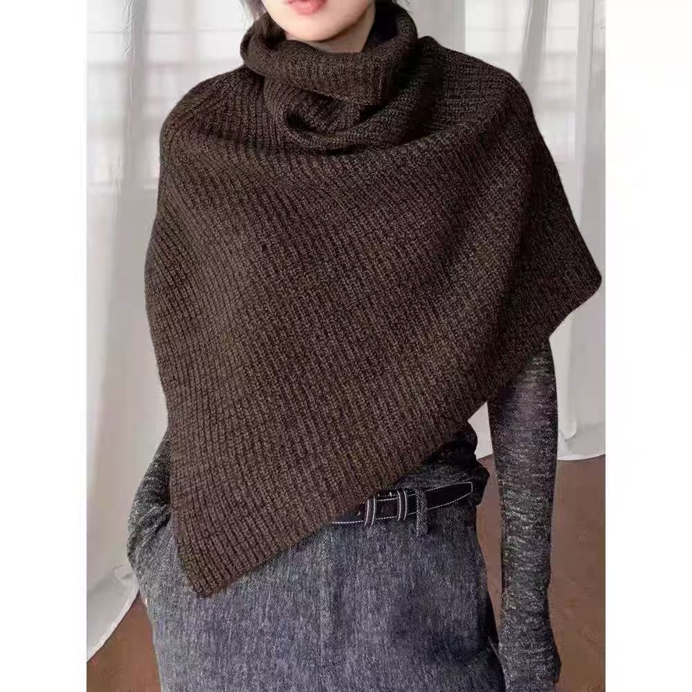 Stylish Versatile Dark Gray Knitted Neck Warmer - Image 9
