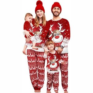 Parent-Child Two-piece Suit Elk Printing Pajamas Suit Homewear