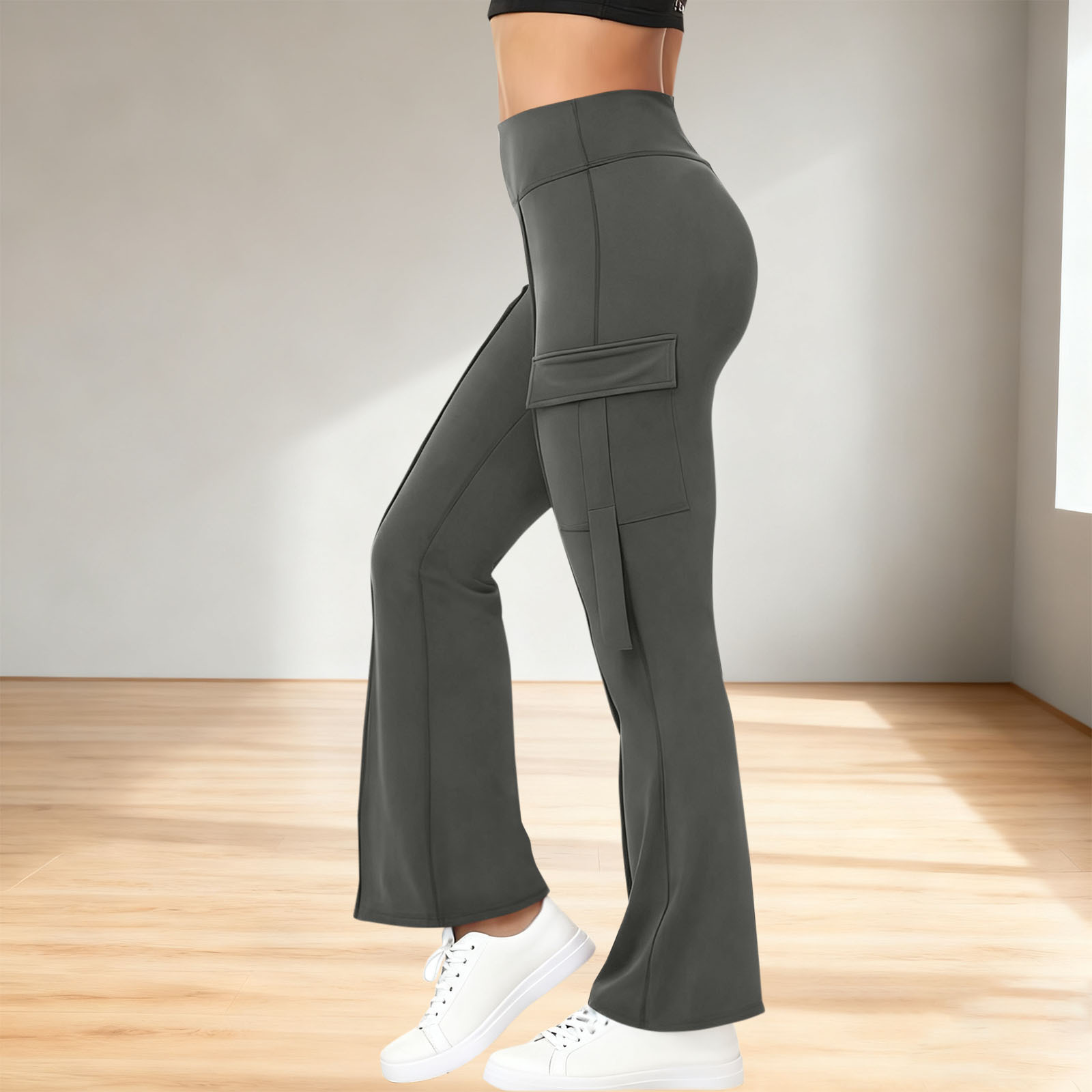 Womens Fashion Solid-Color High-Waisted Yoga Pants - Image 3