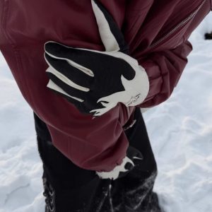 Crocodile-Grain Flame-Contrast Sheepskin Gloves For Winter