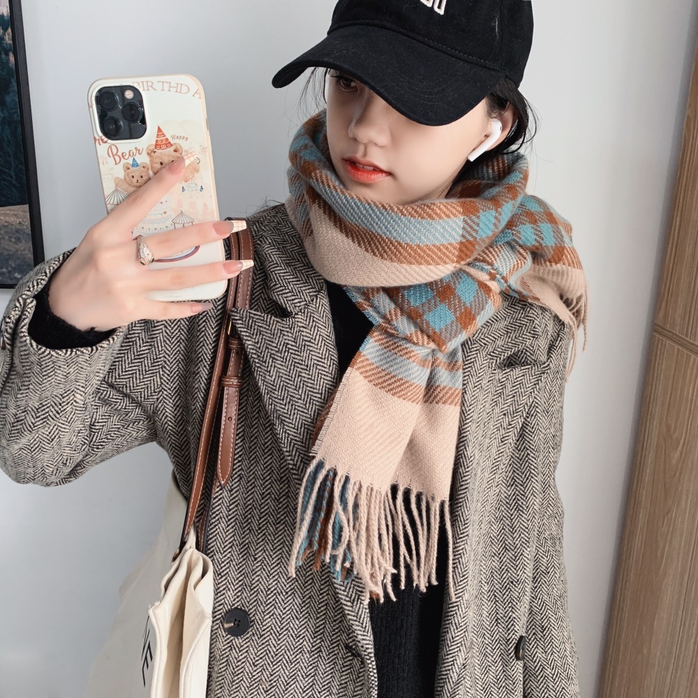 Womens Plaid Thickened Warm Neck WarmerScarf - الصورة 2