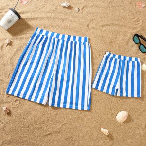 Parent-child Bikini Blue And White Stripe Swimsuit