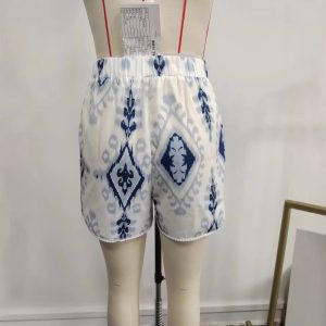 Lace Trimmed Shorts With A Hawaiian Digital Print Womens Athletic Beach Pants For Summer