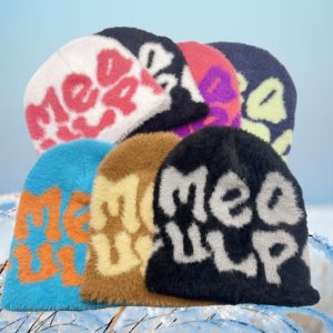 MEA Letter Jacquard Beanie Warm Knitted Hat