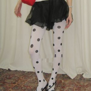 White Velvet Retro Romantic Polka Dot Women's Pantyhose